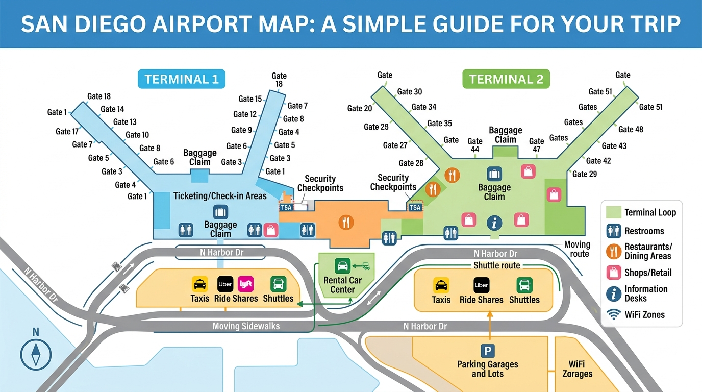 san diego airport map